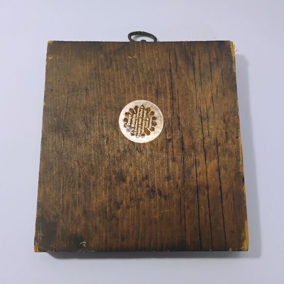 Vtg Wooden Canvas Hand Carved Child & Green Cookie Jar Paint Touch Of Happiness - Picture 4 of 11